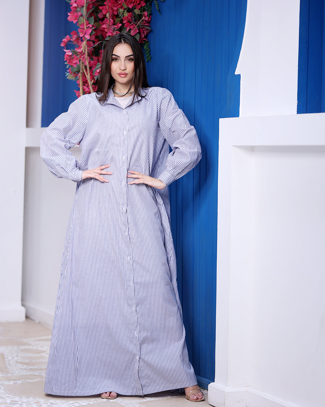 Blue Stripe Pattern Dress