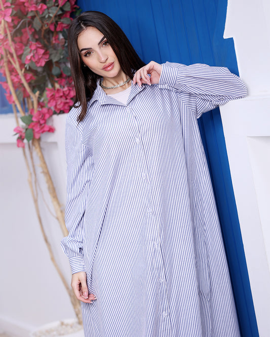 Blue Stripe Pattern Dress