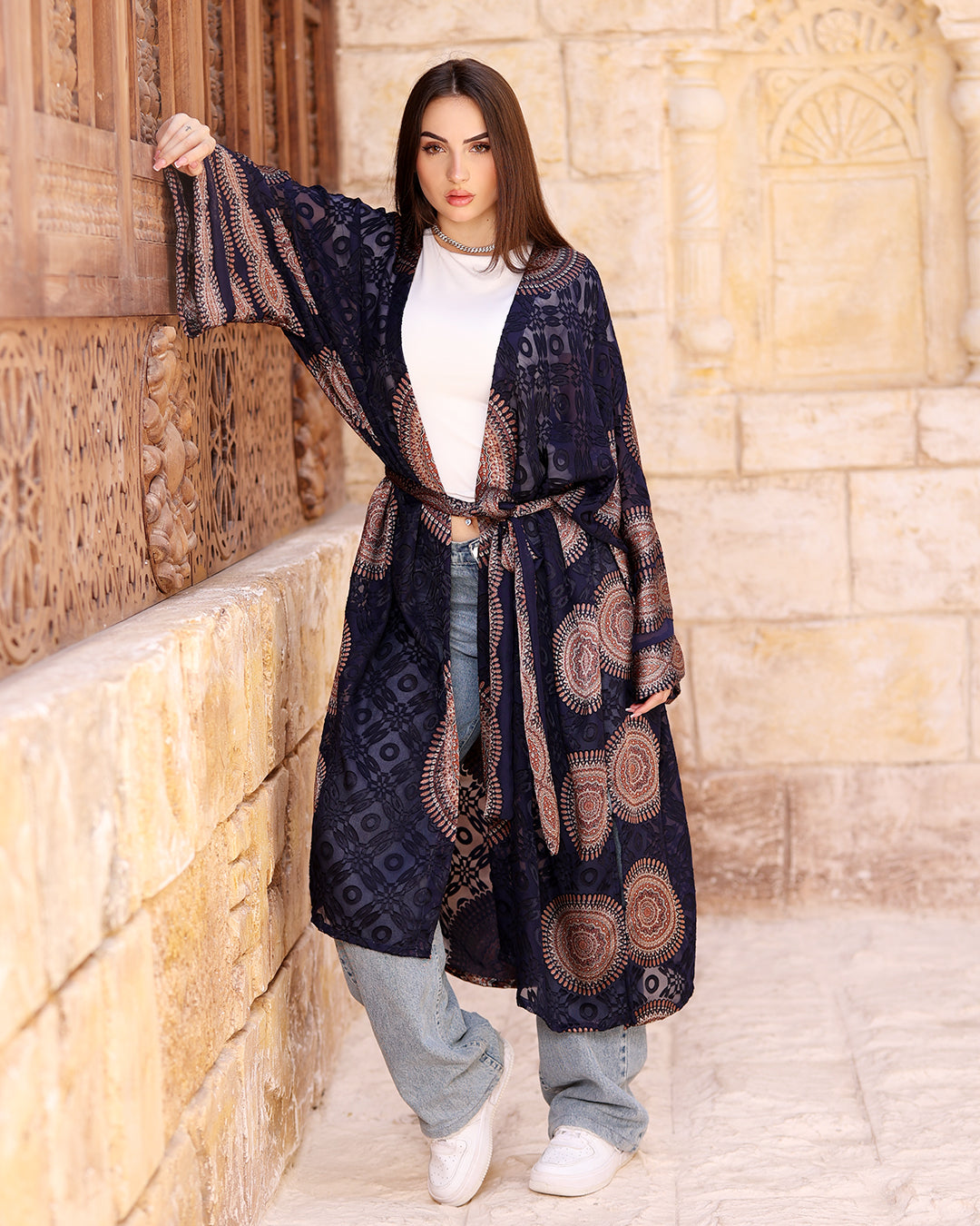 Navy Chiffon Cardigan