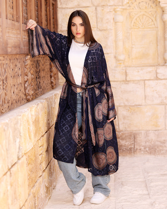 Navy Chiffon Cardigan