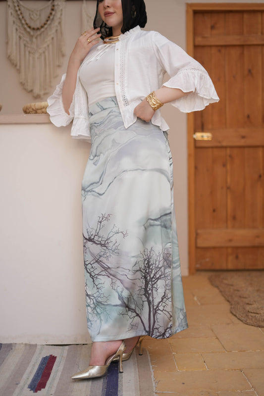 Satin Skirt-Mint Green