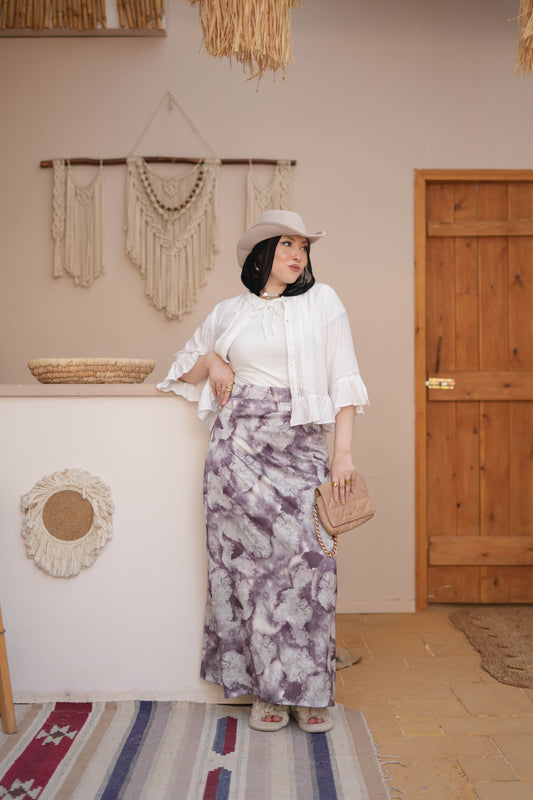 Maxi Satin Skirt-Brown